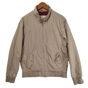 Vtg Old Navy Harrington‎ Jacket Mens L Bomber Plaid Lined Beige Khaki Retro Y2K